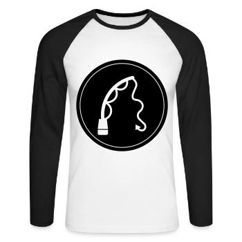 Icône de pêche à la canne à pêche - T-shirt baseball manches longues Homme - blanc/noir - Devant - Nik (191cm)