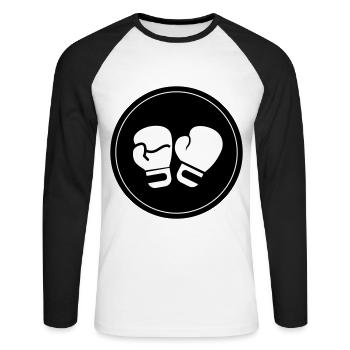 Symbole des gants de boxe - T-shirt baseball manches longues Homme - blanc/noir - Devant - Nik (191cm)