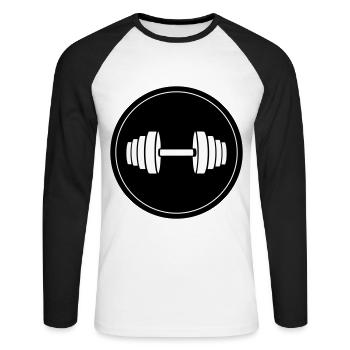 Hantel gewichte Kreis - Unisex Baseballshirt langarm - Weiß/Schwarz - Vorne - Nik (191cm)