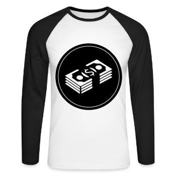 Money Money Circle - Unisex Long Sleeve Baseball T-Shirt - white/black - Front - Nik (191cm)