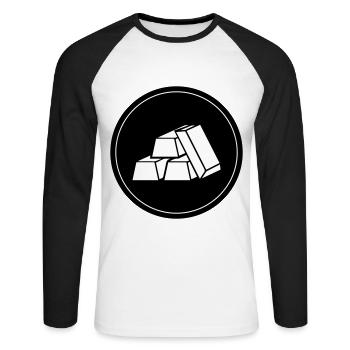 Gold Circle icon - Unisex Long Sleeve Baseball T-Shirt - white/black - Front - Nik (191cm)
