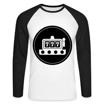 One-armed bandit circle - Unisex Long Sleeve Baseball T-Shirt - white/black - Front - Nik (191cm)