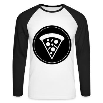 Cercle d’icônes de pizza - T-shirt baseball manches longues Homme - blanc/noir - Devant - Nik (191cm)