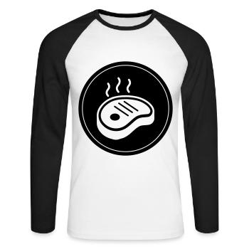 Cercle d’icônes de steak - T-shirt baseball manches longues Homme - blanc/noir - Devant - Nik (191cm)