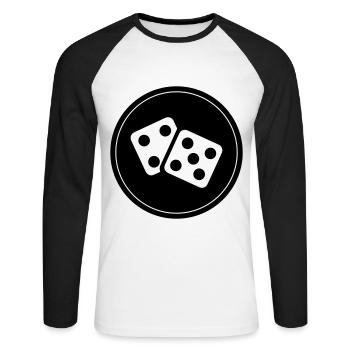 Cercle du casino Dice - T-shirt baseball manches longues Homme - blanc/noir - Devant - Nik (191cm)