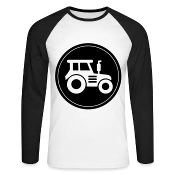 Cercle d’icônes de tracteur - T-shirt baseball manches longues Homme - blanc/noir - Devant - Nik (191cm)