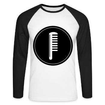 Kamm Friseur Kreis - Unisex Baseballshirt langarm - Weiß/Schwarz - Vorne - Nik (191cm)