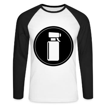 Cercle de coiffeurs - T-shirt baseball manches longues Homme - blanc/noir - Devant - Nik (191cm)