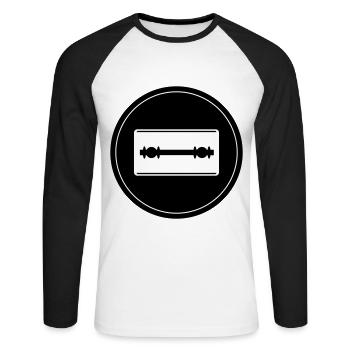 Razor Blade Icon Circle - Unisex Long Sleeve Baseball T-Shirt - white/black - Front - Nik (191cm)