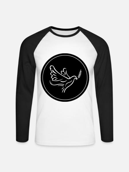 Pigeon Circle - Unisex Long Sleeve Baseball T-Shirt - white/black