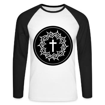 Crown of Thorns Jesus icon - Unisex Long Sleeve Baseball T-Shirt - white/black - Front - Nik (191cm)