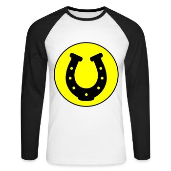 Hufeisen Icon - Unisex Baseballshirt langarm - Weiß/Schwarz - Vorne - Nik (191cm)