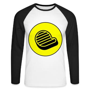 Meat steak symbol - Unisex Long Sleeve Baseball T-Shirt - white/black - Front - Nik (191cm)