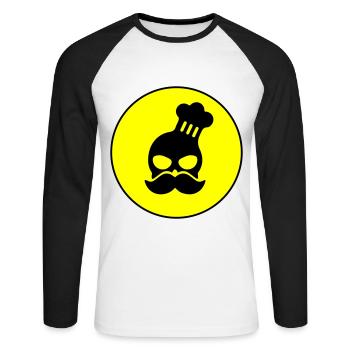 Icône du crâne de cuisinier - T-shirt baseball manches longues Homme - blanc/noir - Devant - Nik (191cm)