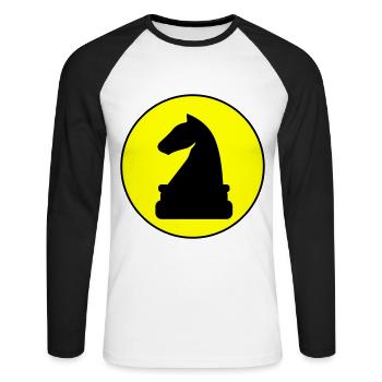 Pferd Schachfigur - Unisex Baseballshirt langarm - Weiß/Schwarz - Vorne - Nik (191cm)