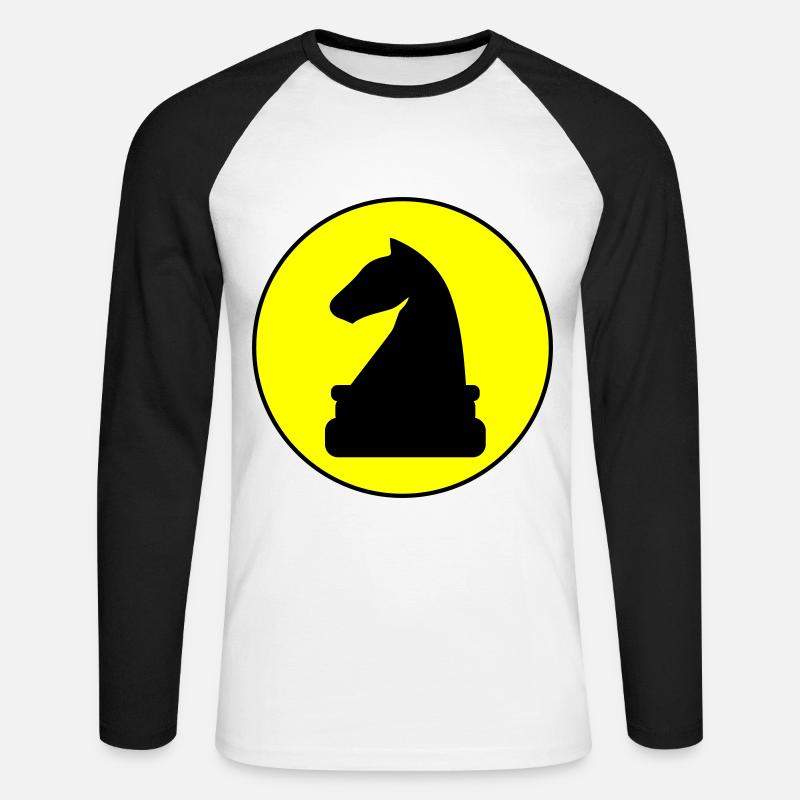 Pferd Schachfigur - Unisex Baseballshirt langarm - Weiß/Schwarz