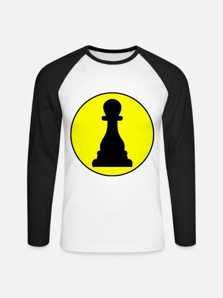 Pièce d’échecs Runner Bauer - T-shirt baseball manches longues Homme - blanc/noir