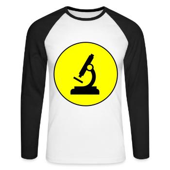 Icône d’icône de microscope - T-shirt baseball manches longues Homme - blanc/noir - Devant - Nik (191cm)