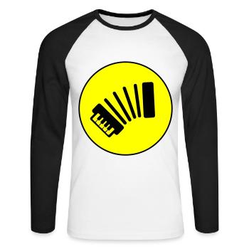 Musique d’accordéon - T-shirt baseball manches longues Homme - blanc/noir - Devant - Nik (191cm)