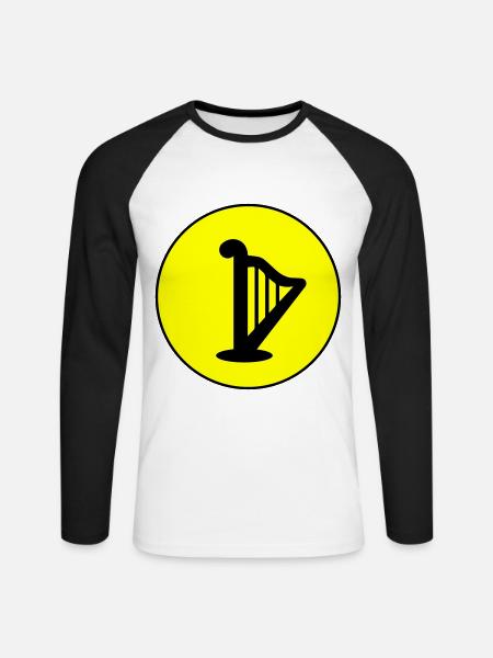 Harp symbol - Unisex Long Sleeve Baseball T-Shirt - white/black