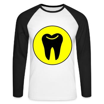 Symbole de l’icône de dent - T-shirt baseball manches longues Homme - blanc/noir - Devant - Nik (191cm)