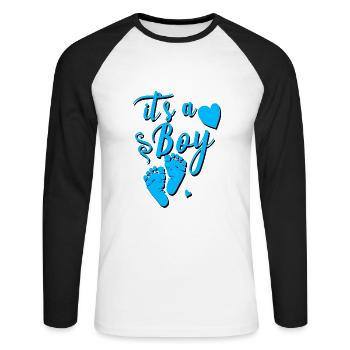 C’est un garçon bébé pieds - T-shirt baseball manches longues Homme - blanc/noir - Devant - Nik (191cm)