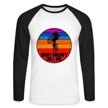BMX Fahrrad / BMX Bike / BMX Freestyle - T-shirt baseball manches longues Homme - blanc/noir - Devant - Nik (191cm)