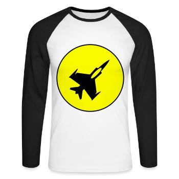 Symbole de jet d’avion - T-shirt baseball manches longues Homme - blanc/noir - Devant - Nik (191cm)