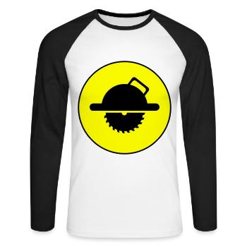 Silhouette du symbole de la scie circulaire à la main - T-shirt baseball manches longues Homme - blanc/noir - Devant - Nik (191cm)