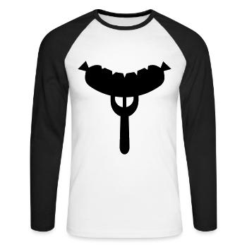 Fourchette à saucisse - T-shirt baseball manches longues Homme - blanc/noir - Devant - Nik (191cm)