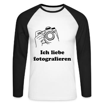 love photo - Unisex Baseballshirt langarm - Weiß/Schwarz - Vorne - Nik (191cm)