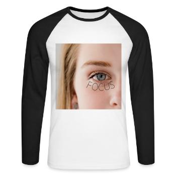 Focus girl - T-shirt baseball manches longues Homme - blanc/noir - Devant - Nik (191cm)