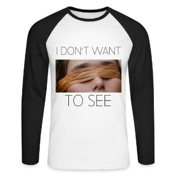 i don't want to see - T-shirt baseball manches longues Homme - blanc/noir - Devant - Nik (191cm)