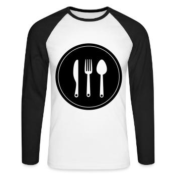 Fork cutlery - Unisex Long Sleeve Baseball T-Shirt - white/black - Front - Nik (191cm)