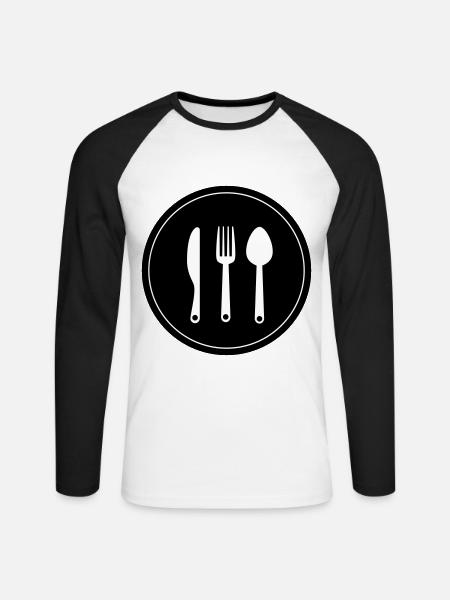 Fork cutlery - Unisex Long Sleeve Baseball T-Shirt - white/black