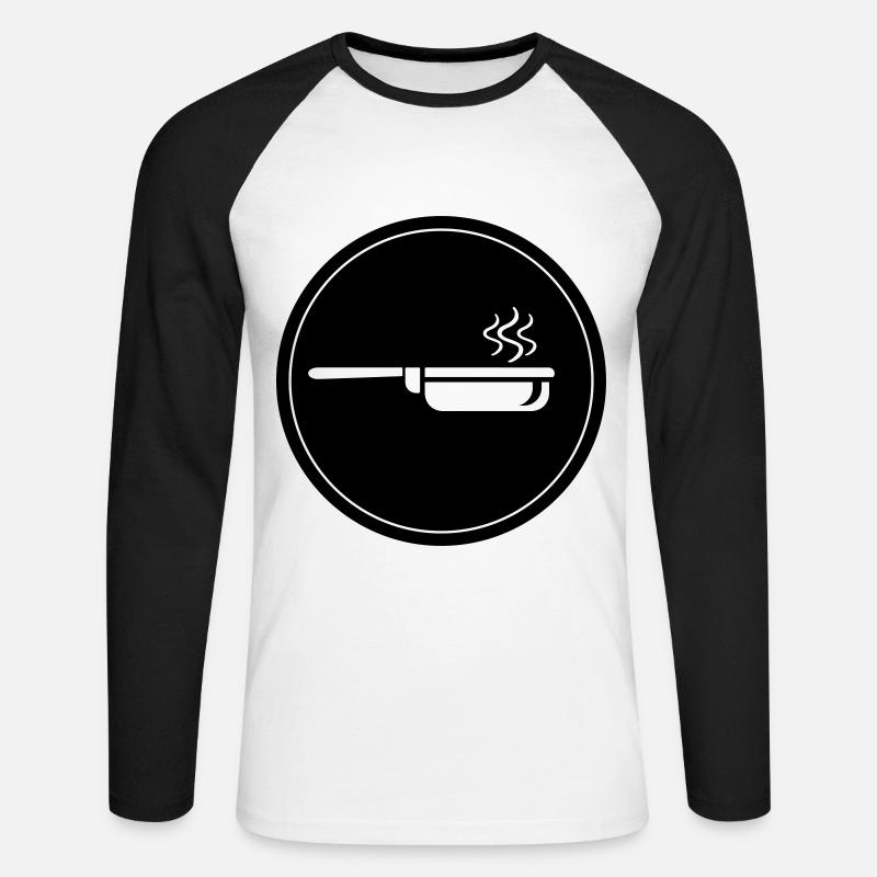 Pfanne Kochen - Unisex Baseballshirt langarm - Weiß/Schwarz