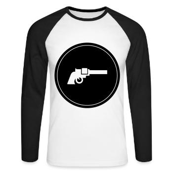 waffe symbol pistole - Unisex Baseballshirt langarm - Weiß/Schwarz - Vorne - Nik (191cm)