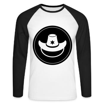 cowboy head western - Unisex Long Sleeve Baseball T-Shirt - white/black - Front - Nik (191cm)