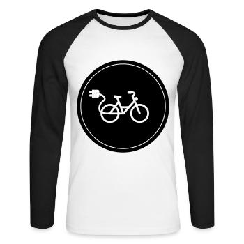 ebike fahrrad Radfahren - Unisex Baseballshirt langarm - Weiß/Schwarz - Vorne - Nik (191cm)