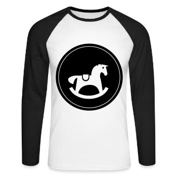 Rocking Horse Toy Baby - Unisex Long Sleeve Baseball T-Shirt - white/black - Front - Nik (191cm)
