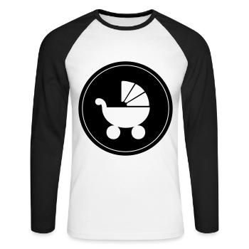 Poussette bébé - T-shirt baseball manches longues Homme - blanc/noir - Devant - Nik (191cm)