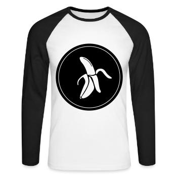 Banane Icon - Unisex Baseballshirt langarm - Weiß/Schwarz - Vorne - Nik (191cm)