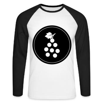 Weintrauben Symbol - Unisex Baseballshirt langarm - Weiß/Schwarz - Vorne - Nik (191cm)
