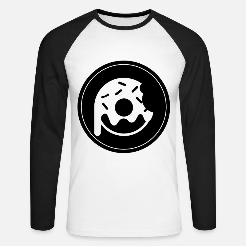 Donut Symbol - Unisex Baseballshirt langarm - Weiß/Schwarz