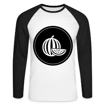 Melone Frucht - Unisex Baseballshirt langarm - Weiß/Schwarz - Vorne - Nik (191cm)