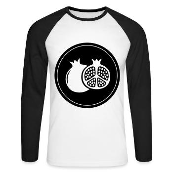 Pomegranate icon - Unisex Long Sleeve Baseball T-Shirt - white/black - Front - Nik (191cm)