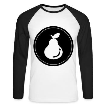 Birne Obst - Unisex Baseballshirt langarm - Weiß/Schwarz - Vorne - Nik (191cm)