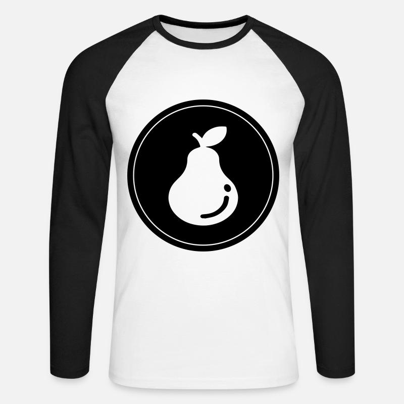 Birne Obst - Unisex Baseballshirt langarm - Weiß/Schwarz