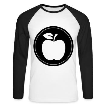 Symbole Apple - T-shirt baseball manches longues Homme - blanc/noir - Devant - Nik (191cm)