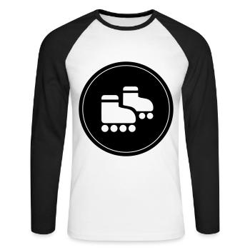 Inline skates sport - Unisex Baseballshirt langarm - Weiß/Schwarz - Vorne - Nik (191cm)